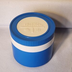 Vintage  Thermos King-Seeley Insulated Jar 8oz Food Soup Blue/White Model 1155/3